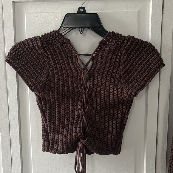 Brown crocheted, top and skirt set - Picture 3 of 6
